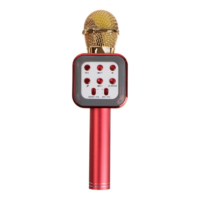 микрофон для караоке belsis ma3002bk 3 вт 1200 мач bluetooth fm microsd золотой Микрофон для караоке Belsis MA3002BK, 3 Вт, 1200 мАч, Bluetooth, FM, microSD, красный