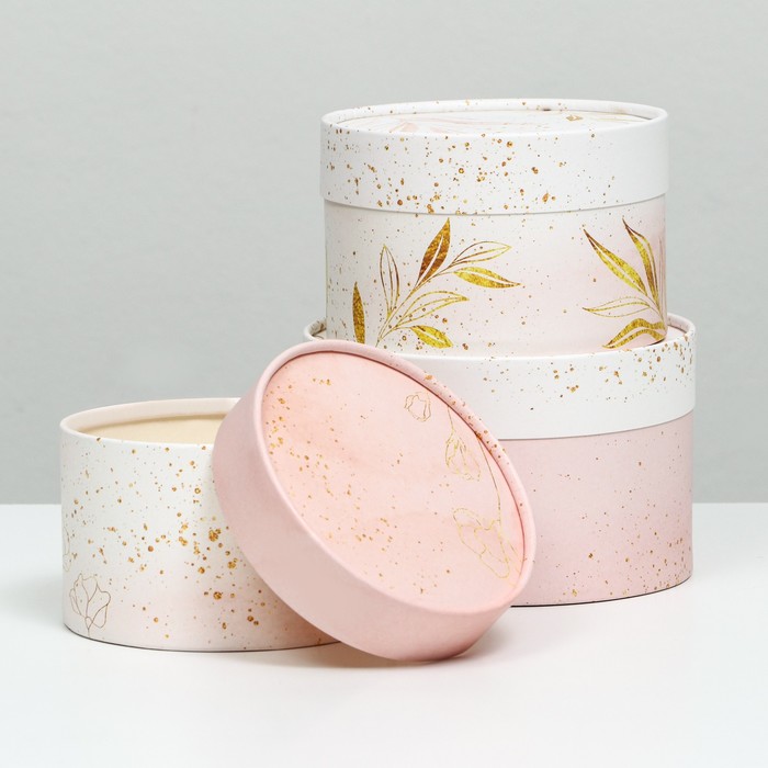 фото Набор шляпных коробок 3 в 1 "нежность", завальцованная, 16 х 10, 14 х 9, 13 х 8,5 см upak land