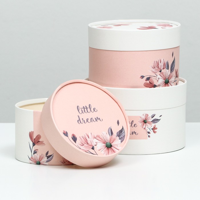 фото Набор шляпных коробок 3 в 1 "little dream", завальцованная, 16 х 10, 14 х 9, 13 х 8,5 см upak land