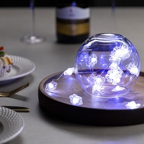 

Гирлянда «Нить» 2 м роса с насадками «Снежинка», IP20, серебристая нить, 20 LED, свечение белое, 2 режима, ААх2, УЦЕНКА