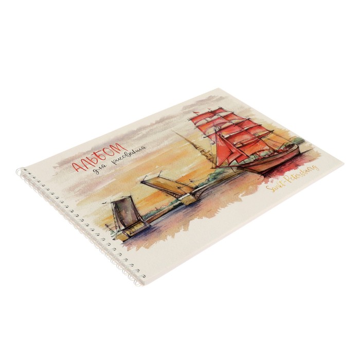 фото Альбом для рисования а4, 40 листов на гребне "питер графика", обложка мелованный картон, блок 120г/м2, микс полином