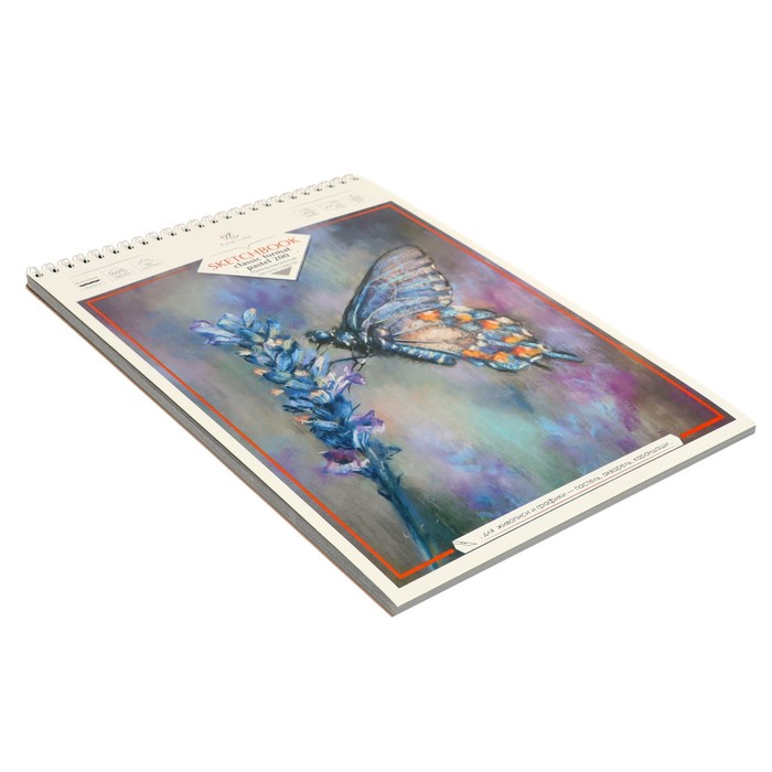 

Блокнот-скетчбук А4, 20 листов на гребне Format Pastel, обложка мелованный картон, жёсткая подложка, матовая ламинация, серый блок 200 г/м2, 100% целлюлоза