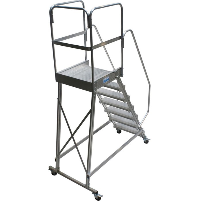 фото Лестница-платформа krause corda, с площадкой, алюминиевая, 7 ступеней
