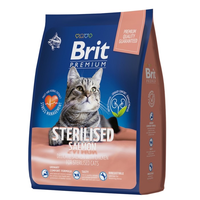 Сухой корм Brit Premium Cat Sterilized Salmon&Chicken для стерил. кошек, лосось/курица, 400г 93838 brit premium cat sterilized salmon