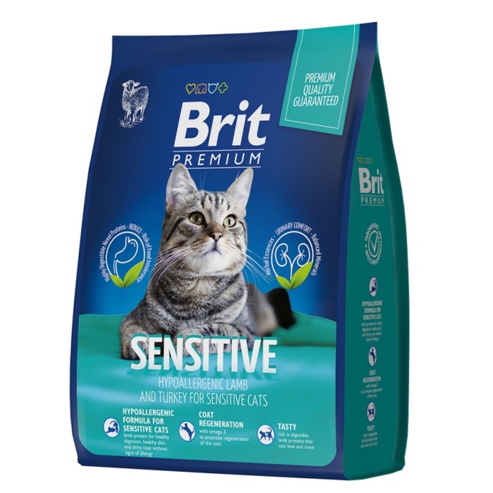 

Сухой корм Brit Premium Cat Sensitive для кошек, ягненок и индейка, 800 г