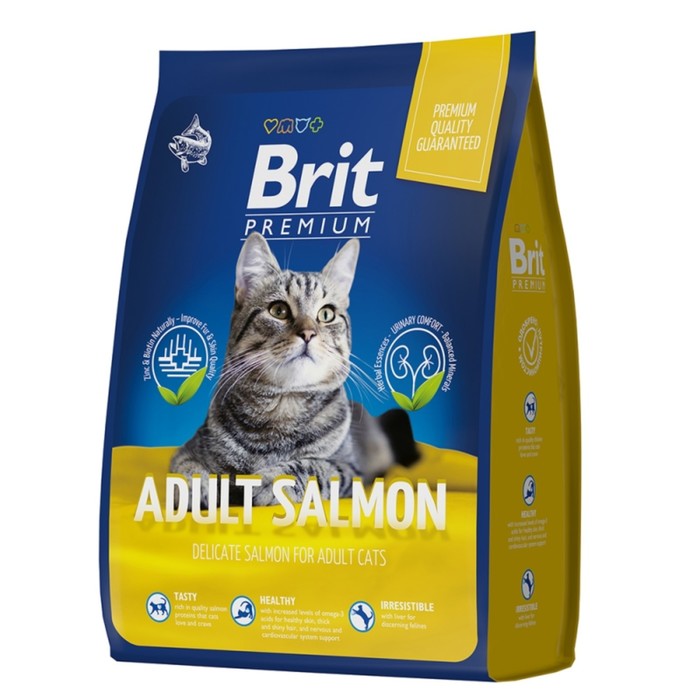 Сухой корм Brit Premium Cat Adult Salmon для кошек, лосось, 8 кг