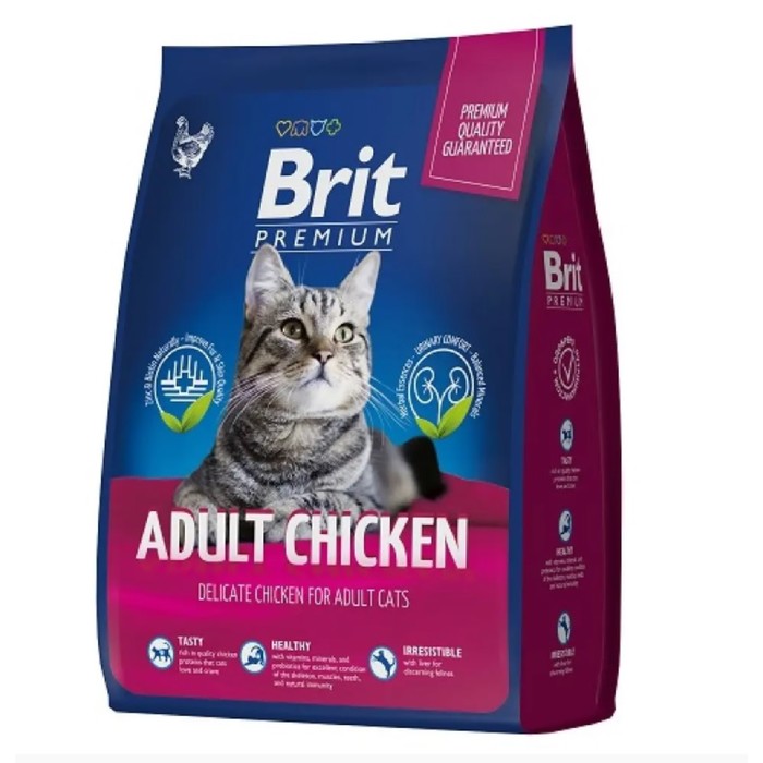 

Сухой корм Brit Premium Cat Adult Chicken для кошек, курица, 8 кг