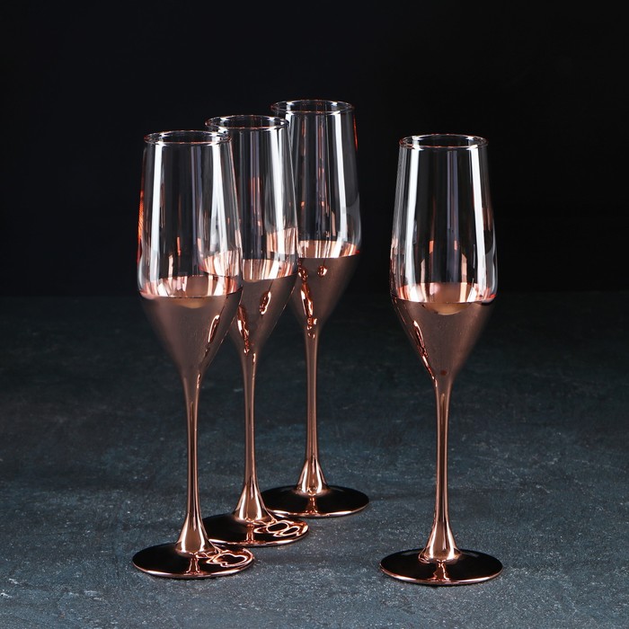 Набор стеклянных бокалов для шампанского «Электрическая медь», 160 мл, 4 шт