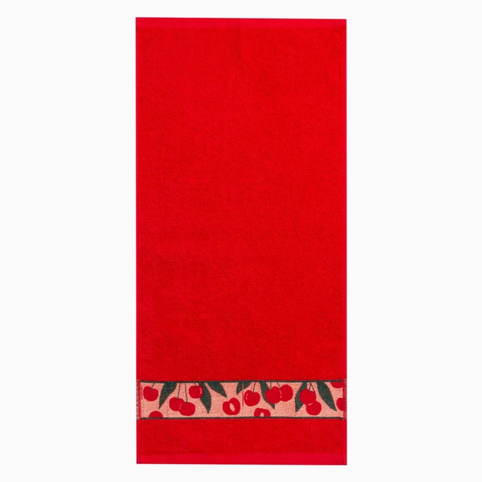 фото Полотенце махровое жаккардовое 30х60 см, принт вишня микс, хлопок 100%, 340 г/м2 текстиль центр