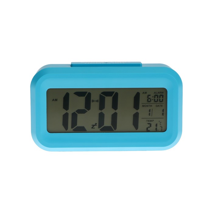Часы HOMESTAR HS-0110, будильник, температура, подсветка, 3хААА, синие