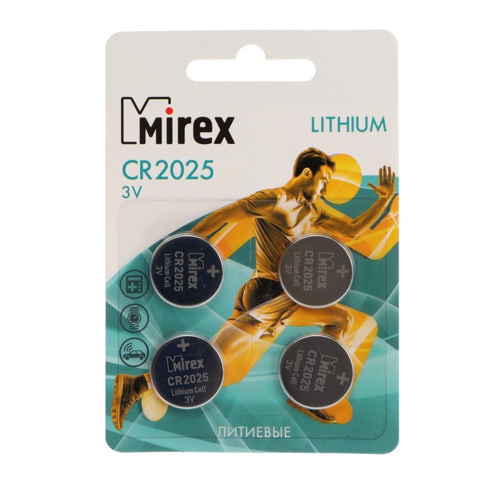 цена Батарейка литиевая Mirex, CR2025-4BL, 3В, блистер, 4 шт.