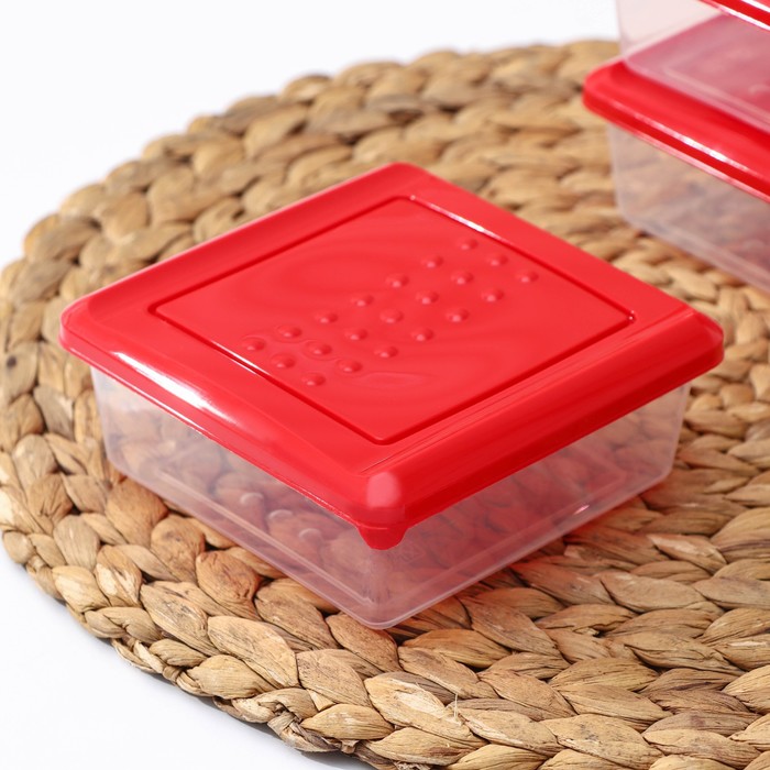 Набор контейнеров пищевых Asti, 3 шт: 500 мл, квадратный, цвет красный