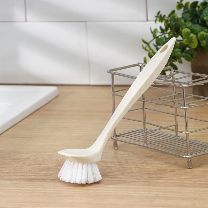 фото Щётка для посуды с прямой ручкой malta, 5×5×23 см, цвет бежевый idiland