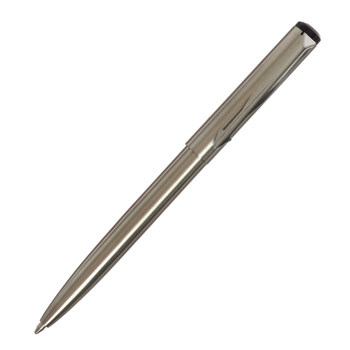 Ручка подарочная шариковая в кожзам футляре автоматическая ПБ S, корпус серебристый
