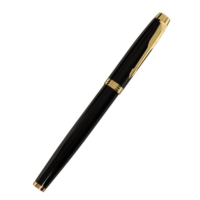 Ручка подарочная перьевая в кожзам футляре ПБ IM, корпус черный с золотом