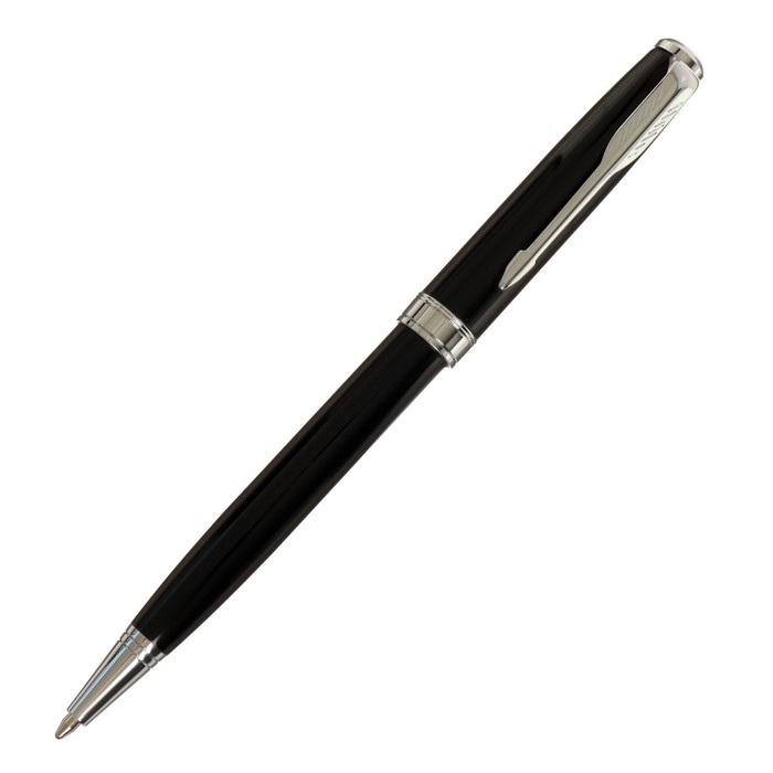 Ручка подарочная шариковая в кожзам футляре поворотая ПБ S,корпус черный/серебро