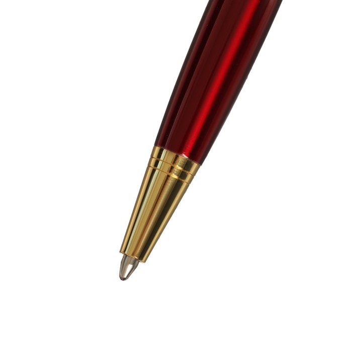 Ручка подарочная шариковая в кожзам футляре поворотная ПБ S, корпус бордо/золото