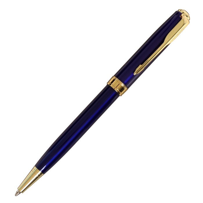 фото Ручка подарочная шариковая в кожзам футляре поворотная пб s, корпус синий с золотом calligrata