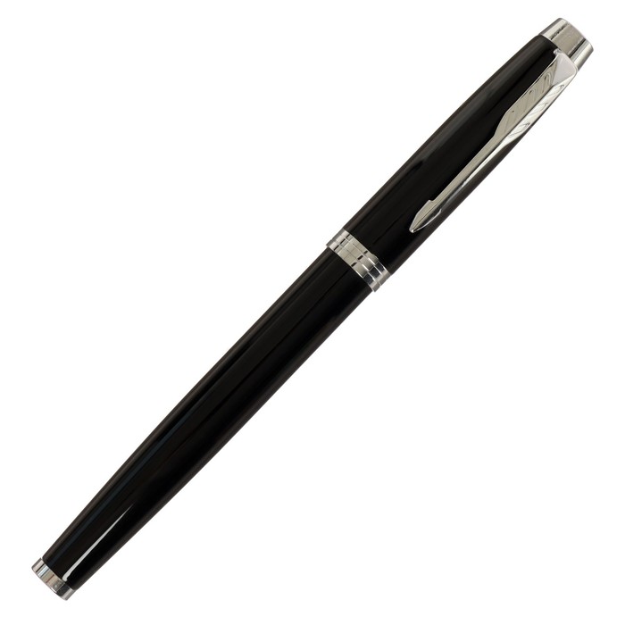 Ручка подарочная шариковая в кожзам футляре ПБ IM, корпус черный с серебром