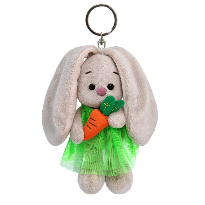 цена Мягкая игрушка-брелок «Зайка Ми в зелёном платье, с морковкой», 14 см