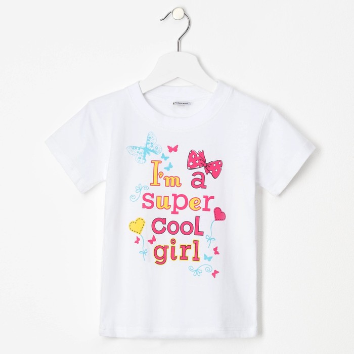 Футболка детская Collorista "Super cool girl", рост 86-92 см (28), 1-2 года
