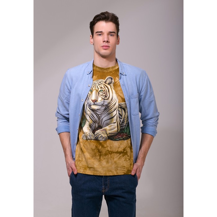 Футболка мужская Collorista 3D White tiger, размер L (48), цвет бежевый