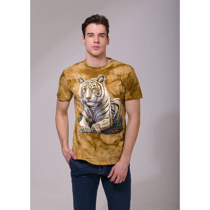 Футболка мужская Collorista 3D White tiger, размер L (48), цвет бежевый
