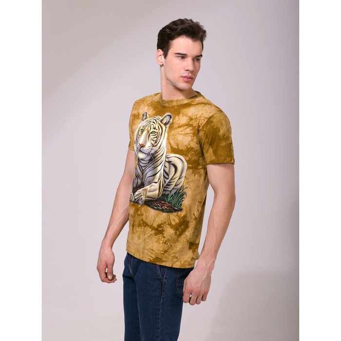 Футболка мужская Collorista 3D White tiger, размер L (48), цвет бежевый