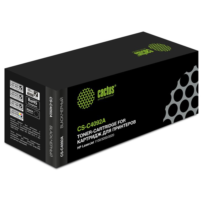 

Картридж Cactus CS-C4092A C4092A, для HP LJ 1100/3200/3220, 2500 страниц, цвет чёрный