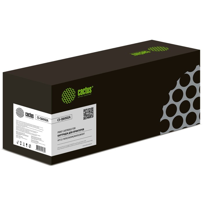 

Картридж Cactus CS-Q6002A Q6002A, для HP CLJ 1600/2600N/M1015/M1017, 2000 страниц, цвет жёлтый