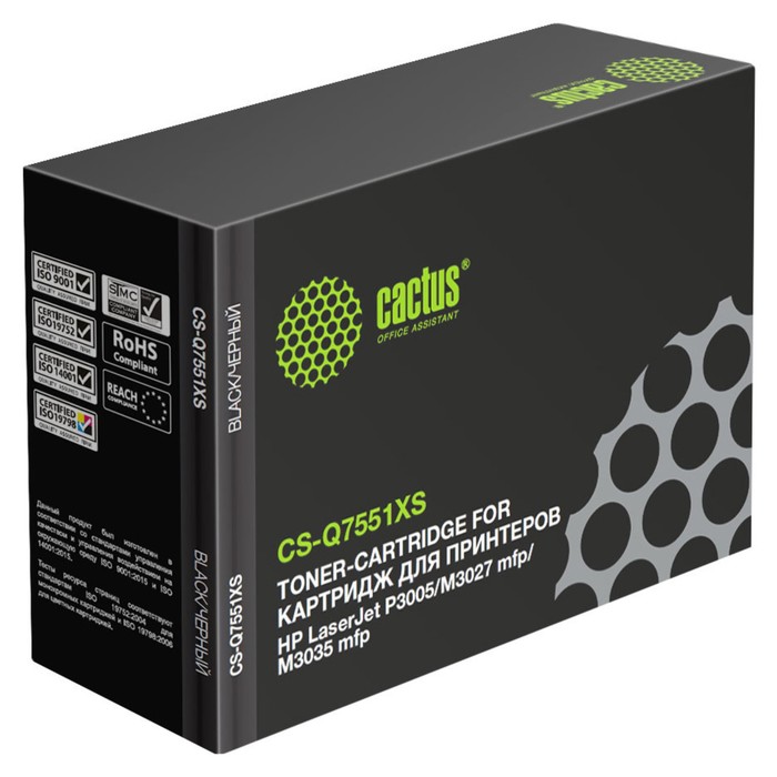 

Картридж Cactus CS-Q7551XS Q7551X, для HP LJ P3005/M3027/M3035, 13000 страниц, цвет чёрный