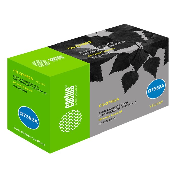 

Картридж Cactus CS-Q7582A Q7582A, для HP LJ CP3505/3800, 6000 страниц, цвет жёлтый