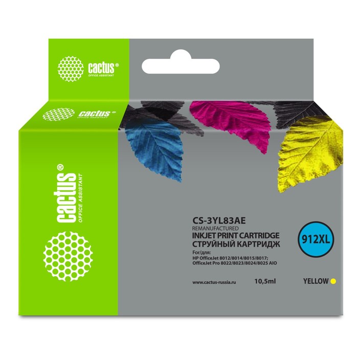 

Картридж Cactus CS-3YL83AE 912XL, ограничение прошивки, для HP OJ 8012/8014, 10,5 мл, цвет жёлтый