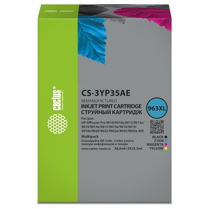 

Картридж Cactus CS-3YP35AE 963XL, для HP OJ 9010AiO/9012/9014/9015, 134,5 мл, многоцветный