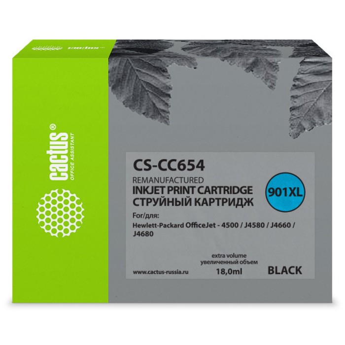 

Картридж струйный Cactus CS-CC654 №901, для HP DJ 4500/J4580/J4660/J4680, 18 мл, цвет чёрный