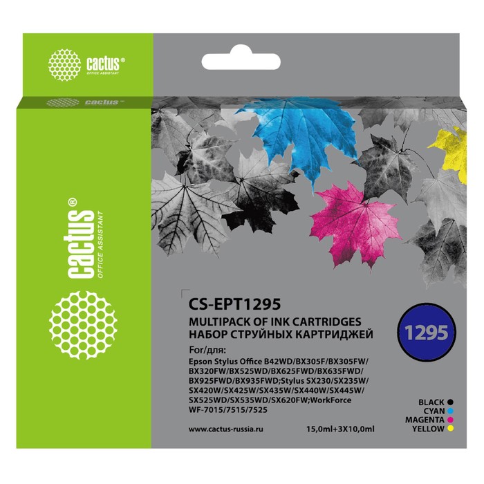 

Картридж Cactus CS-EPT1295 T1295, для Epson SO B42/BX305/BX305F/BX320, 45 мл, многоцветный