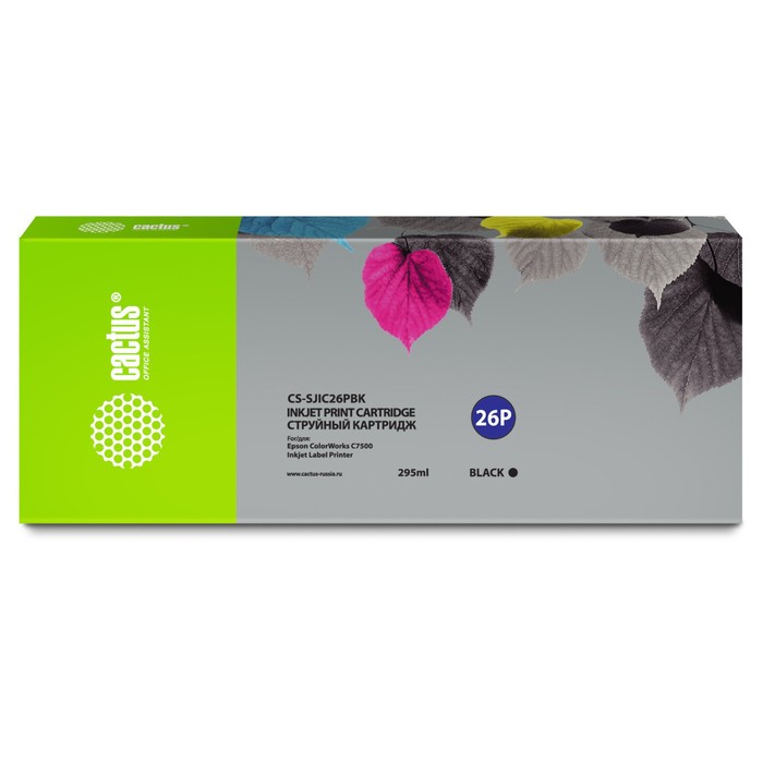

Картридж Cactus CS-SJIC26PBK C33S020618, для Epson ColorWorks TM-C7500, 295 мл, цвет чёрный