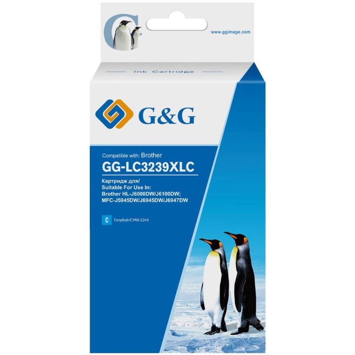 

Картридж G&G GG-LC3239XLC, для Brother HL-J6000DW/J6100DW, 52 мл, цвет голубой