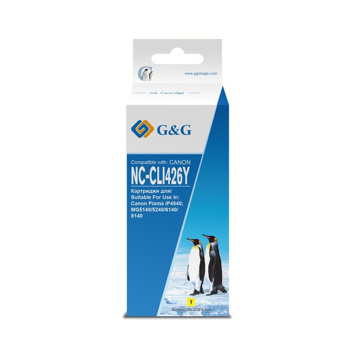 

Картридж G&G NC-CLI426Y, для Canon Pixma MG5140/5240/6140/8140/MX884, 8,4 мл, цвет жёлтый