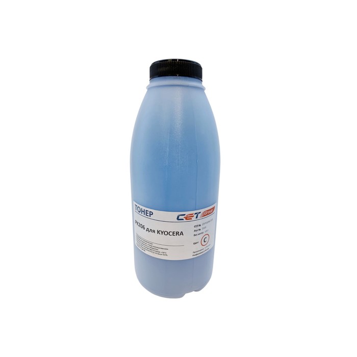 Тонер Cet PK206 OSP0206C-100, для Kyocera M6030cdn/6035cidn/6530cdn, бутылка 100гр, голубой тонер cet pk206 osp0206c 100 голубой бутылка 100гр для принтера kyocera ecosys m6030cdn 6035cidn 6530cdn p6035cdn