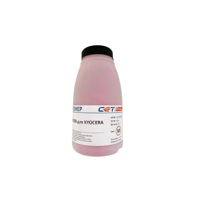 Тонер Cet PK208 OSP0208M-50, для Kyocera M5521cdn/M5526cdw/P5021cdn, бутылка 50гр, пурпурный тонер cet osp0208m 500 pk208 пурпурный бутылка 500гр для принтера kyocera ecosys m5521cdn m5526cdw p5021cdn p5026cdn
