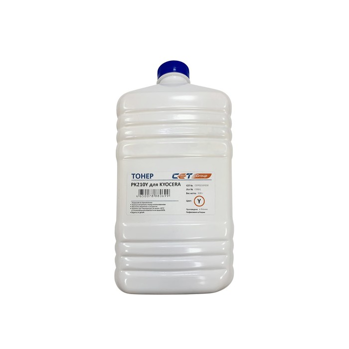 

Тонер Cet PK210 OSP0210Y500, для Kyocera P6230cdn/6235cdn/7040cdn, бутылка 500гр, жёлтый