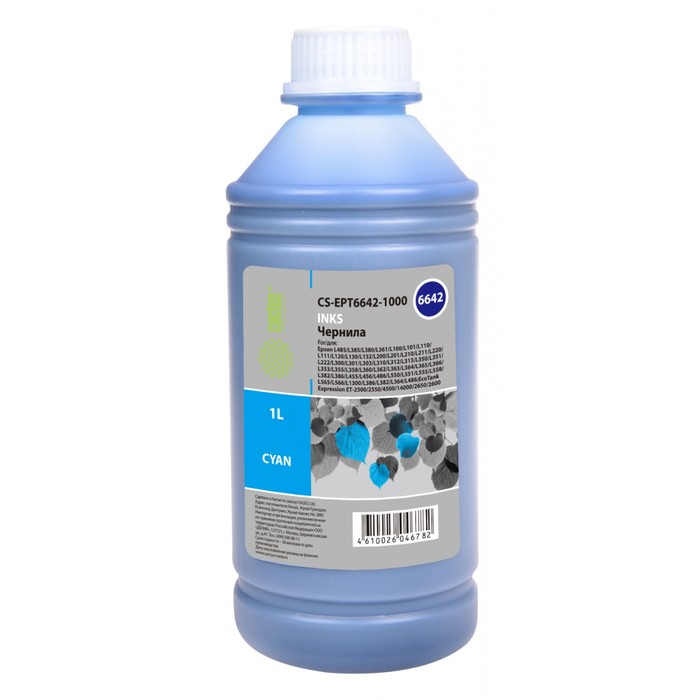 

Чернила Cactus CS-EPT6642-1000 T6642, для Epson L100/L110/L120/L132/L200, 1000мл, голубые