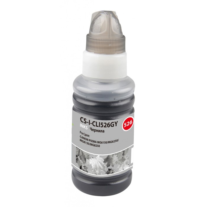 

Чернила Cactus CS-I-CLI526GY, для Canon Pixma iP4850/MG5250/MG5150/iX6550, 100мл, серые