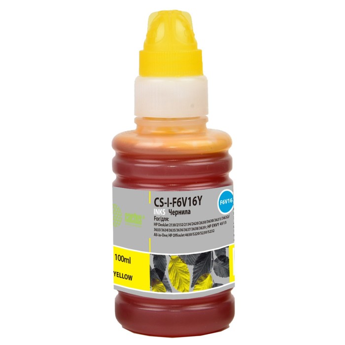 

Чернила Cactus CS-I-F6V16Y, для HP DeskJet 1110/1111/1112/2130/2131/2132, 100мл, жёлтые