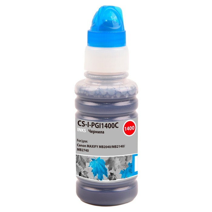 

Чернила Cactus CS-I-PGI1400C, для Canon MAXIFY MB2040/MB2140/MB2740, 100мл, голубые