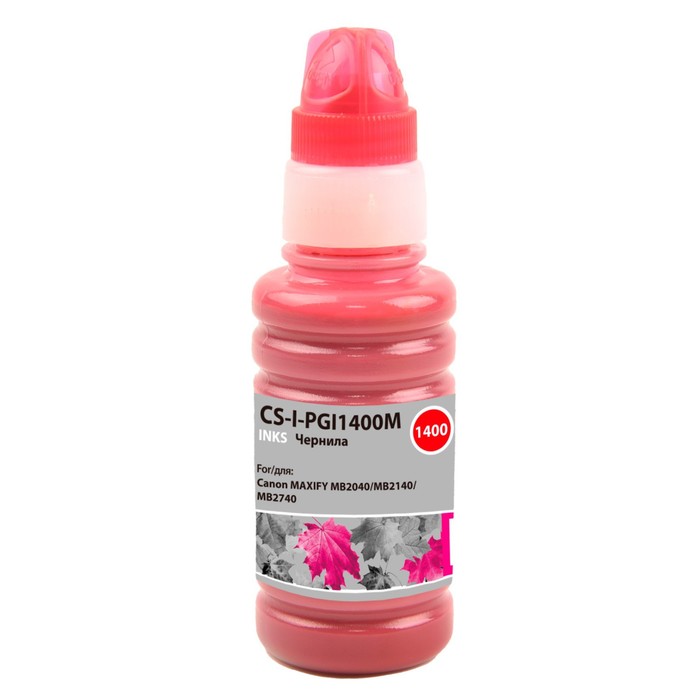 

Чернила Cactus CS-I-PGI1400M, для Canon MAXIFY MB2040/MB2140/MB2740, 100мл, пурпурные