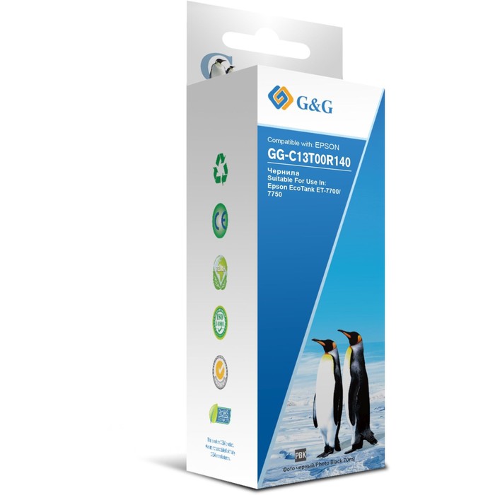 

Чернила G&G GG-C13T00R140, для Epson EcoTank 7700/7750, 70мл, чёрные