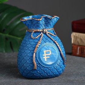 Копилка "Мешок денег" рубль золото, синий, 15 см