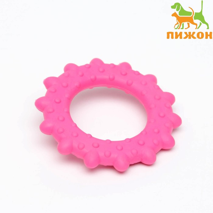фото Игрушка жевательная "кольцо с шипами", tpr, 8,5 см, розовая пижон